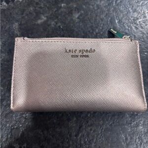 kate spade Metallic Blush Leather Zip Card Pouch